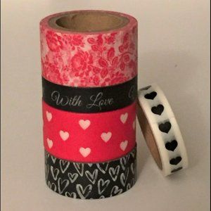 5rolls Love Hearts Washi Tape, 1/2” diam ~15ft Scr